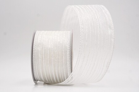 White  Metallic Sheer Fine Pinstripe Ribbon_KW0455GC-1-1